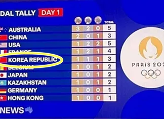 한국 순위에 태극기 대신 중국 오성홍기 그려 넣은 방송국