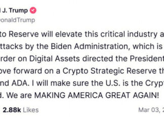 트럼프 대통령, 미국 가상자산 전략 비축 추진…XRP·에이다 가격 급등 트럼프 소셜미디어 내용
